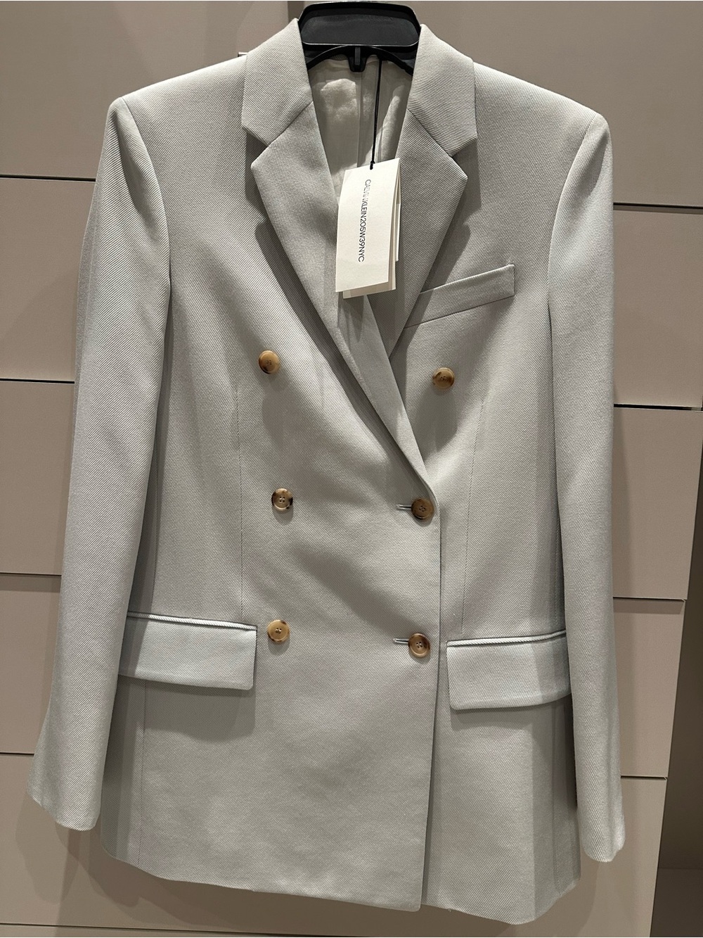 Calvin Klein Double-Breasted Women’s Blazer in Light Gray